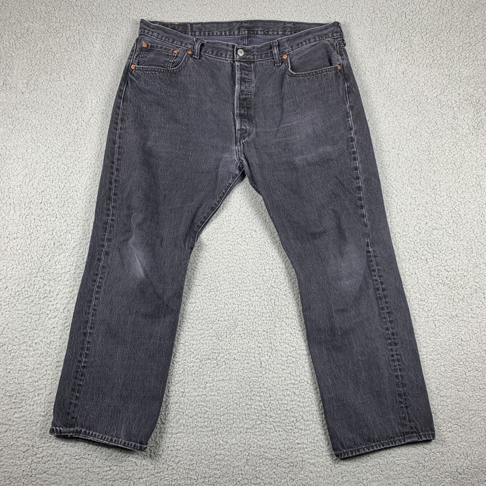 Levis 501 Vintage Button Fly Jeans Mens 40x30 (Fits 38x27) Black Straight Leg